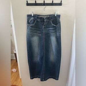 Hydraulic Long Denim Skirt!!